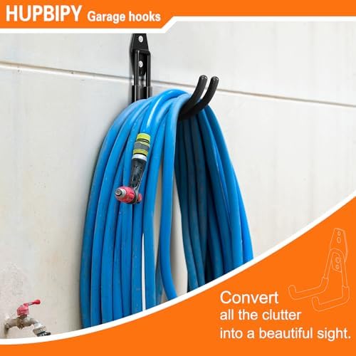 HUPBIPY Heavy Duty Garage Hooks 4 Pack, J Shaped Hanger, Wall Mounted Storage - Image 4