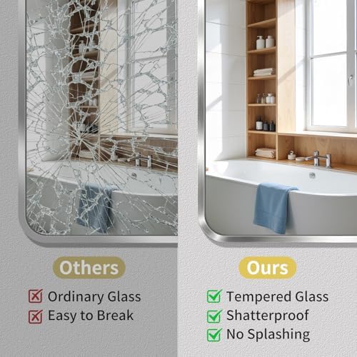 Bathroom Mirror, 30X55 Inch Black Metal Framed Mirror - Image 4