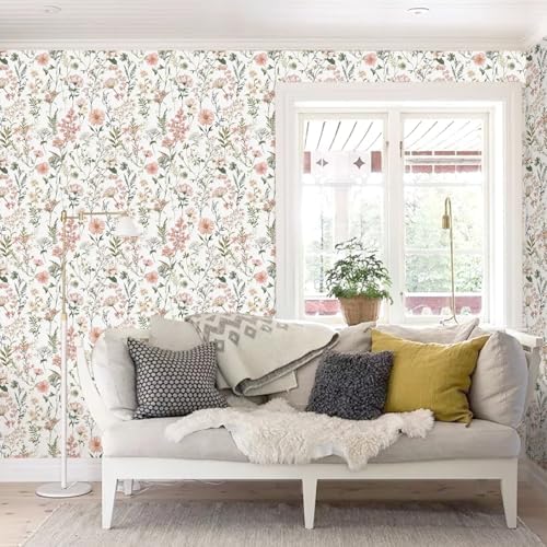 Orainege Pink Floral Peel and Stick Wallpaper Self Adhesive Wallpaper - Image 2