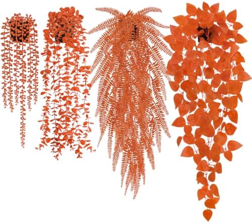 Der Rose 4 Pack Fake Fall Plants Hanging Orange Vines by DerRose