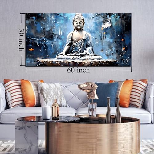 Xxliren Blue Buddha Wall Art Spiritual Wall Decor 60 x 30 Inch - Image 6