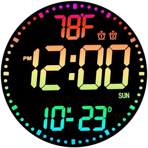 QINFIEY Large 12" RGB Color Changing Digital Wall Clock by MakeYourLifeBetter