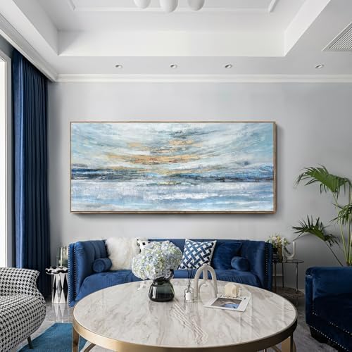 Nicetop Extra Large Framed Abstract Ocean Landscape Wall Art, Serene Sunset - Image 3