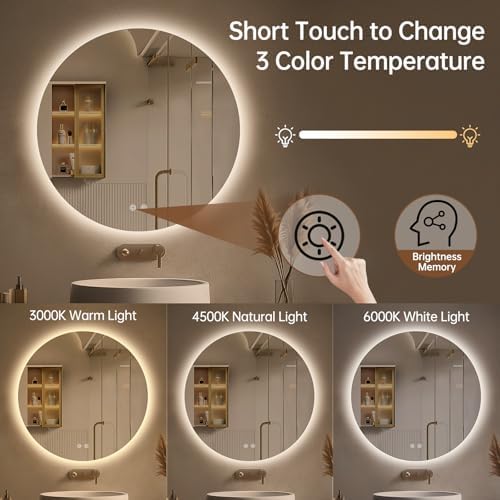 LOVESPEJO Round Backlit Mirror Bathroom 24", Circle LED Mirror - Image 5