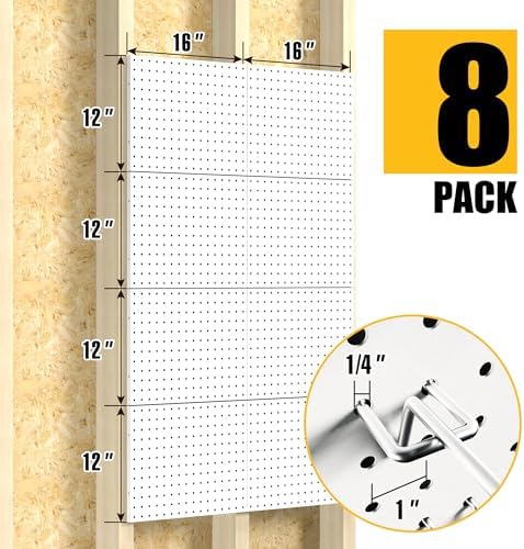 Spampur Peg Board, 8 Pack Metal Pegboard Panels - Image 3
