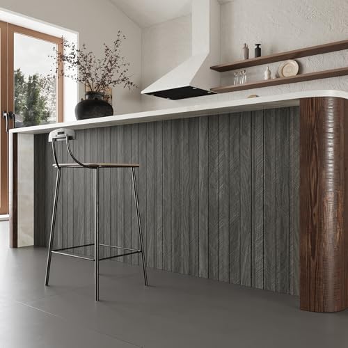 VEELIKE Modern Charcoal Wood Wall Panels 30''x118'' Herringbone Slat Peel and - Image 7
