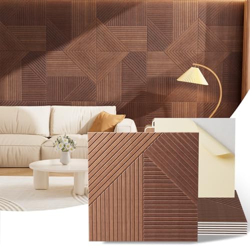 Acoustic Wall Panels, 6 Piece 23.62" X 23.62" Peel and Stick Wall Panels by Vellorise