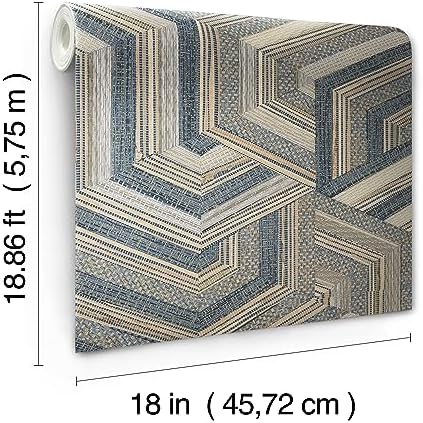 RoomMates Geo Puzzle Faux Grasscloth Peel and Stick Wallpaper - Image 2