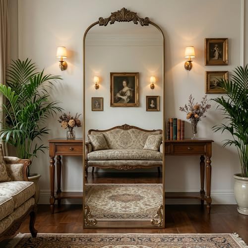 HARRITPURE 64"x21" Vintage Full Length Mirror, Arched Standing Mirror by HARRITPUREHome