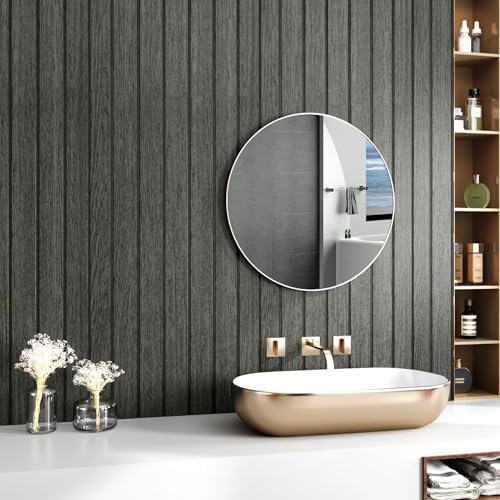 Wallercity Black/Grey Wood 3D Wall Panels Peel and Stick Faux Wooden Slat Wall - Image 4