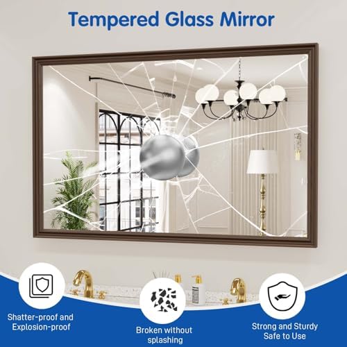 WEER Brown Bathroom Vanity Mirror 48x30 Inch - Image 4
