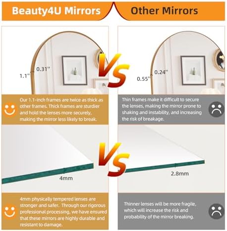 Beauty4U 71" x 32" Arched Full Length Mirror - Image 3