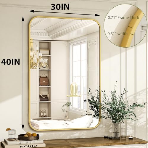 Easly 30 x 40 Inch Bathroom Mirror, Rounded Rectangular Vanity Mirror - Image 4