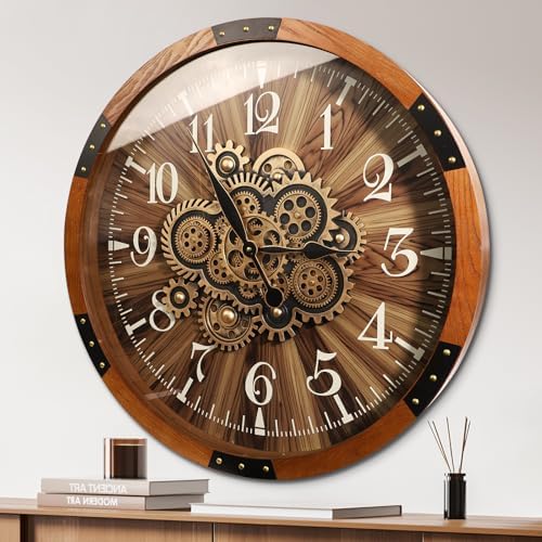 27 inch Large Real Moving Gears Wall Clocks by TOKTEKK