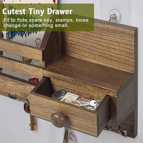 Key Holder Wall Mount, Wooden Key and Mail Organizer - Image 4