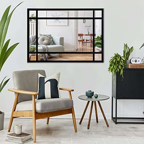 HQiJun Black Rectangle Mirror, Farmhouse Decorative Wall Mirror - Image 6