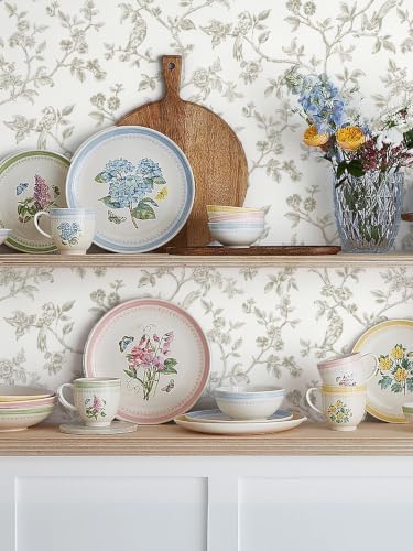 Orainege Vintage Floral Peel and Stick Wallpaper Beige and White Wallpaper - Image 6