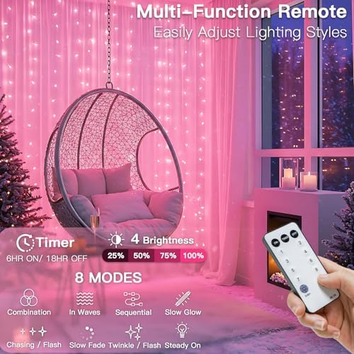 suddus Curtain Lights for Bedroom, 300 Led 9.8ft x 9.8ft Hanging String Lights - Image 3