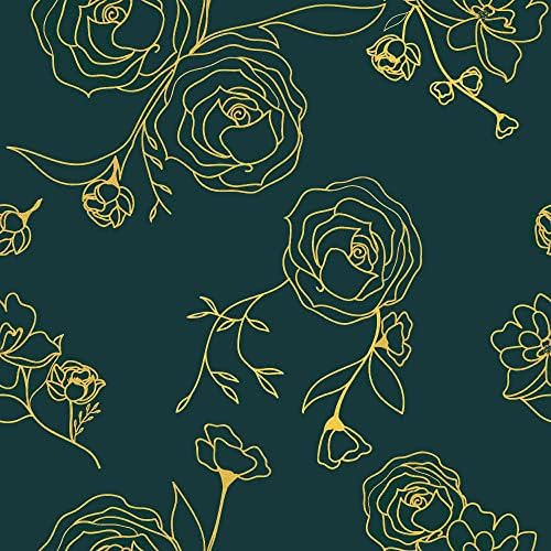 Safiyya 393"x17.3" Peel and Stick Wallpaper Gold and Teal Green Contact Paper by SAFIYYA