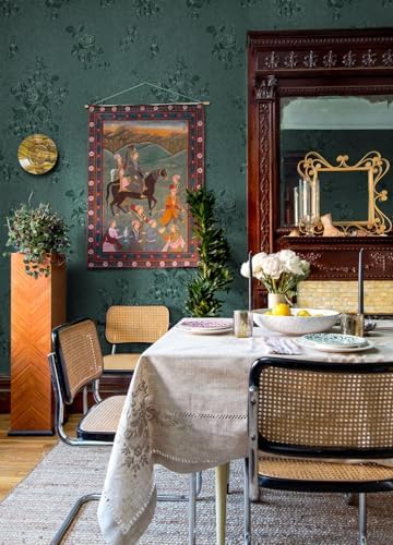 Erfoni 118"x17.7" Vintage Green Wallpaper Floral Embossed Contact Paper - Image 2