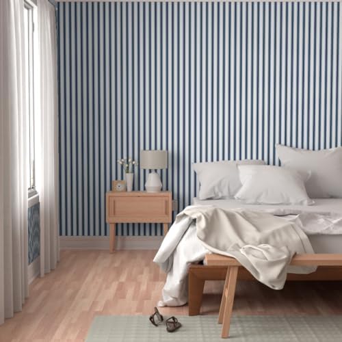 Spoonflower Navy Stripe French Peel and Stick Removable Wallpaper - Image 5