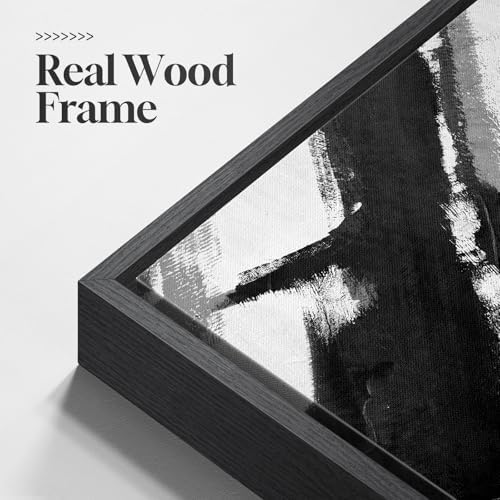 Large Framed Black and White Abstract Canvas Wall Art - Image 5