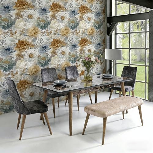 Vintage Floral Peel and Stick Wallpaper, Neutral Botanical Peony Wallpaper - Image 3