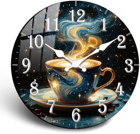 Retro Wall Clock with Coffee Cup Design by PENGHONG