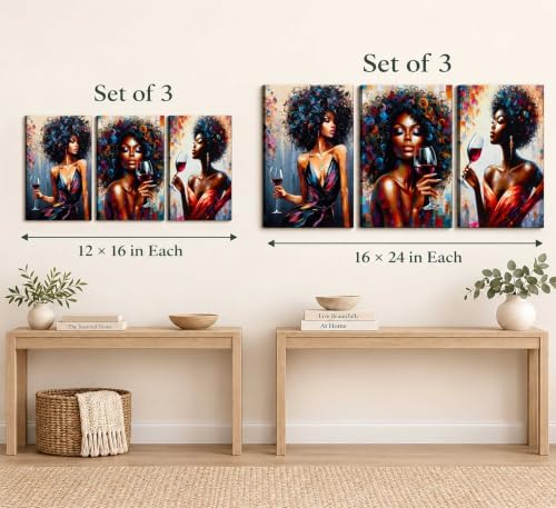 hijyord 3Pcs African American Women Canvas Wall Art - Image 5