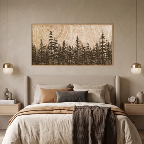 Rustic Pine Tree Forest Framed Canvas Wall Art Set-40"x20"x1 - Image 5