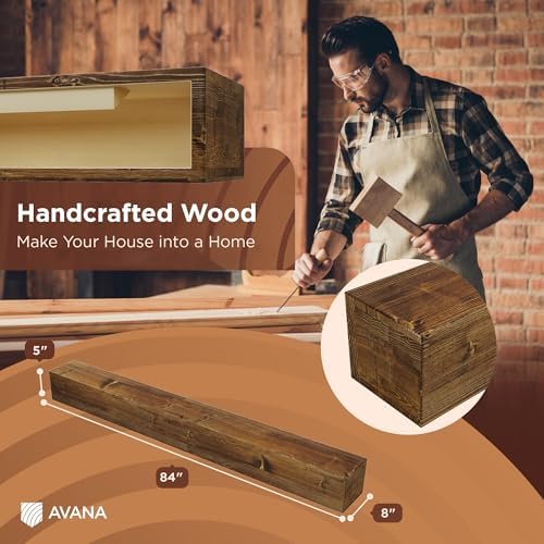 Avana Rustic Fireplace Mantle Shelf - Image 2