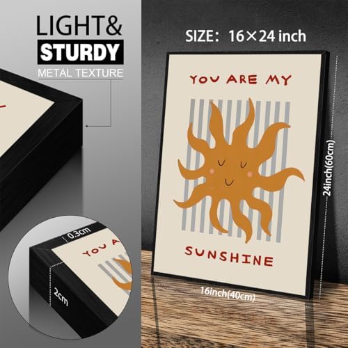 You Are My Sunshine Quotes Wall Art Trendy Cute Kids Poster 16x24 inch Black - Image 2