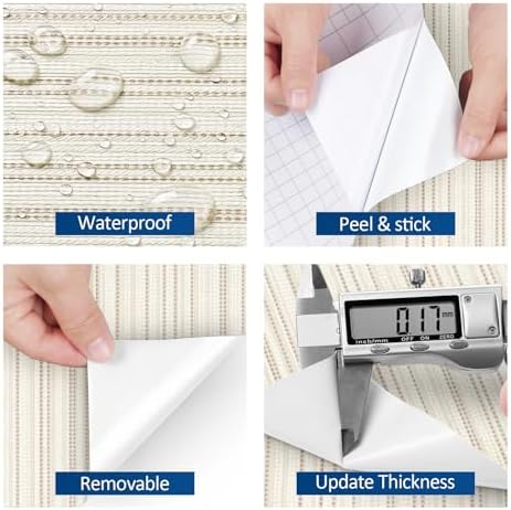 FunStick Thick White Beige Wallpaper Peel and Stick Modern Grasscloth Wallpaper - Image 4