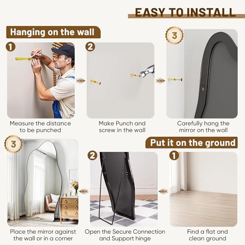 Antok Irregular Full Length Mirror, Standing Hanging Leaning Irregular Mirrors - Image 6