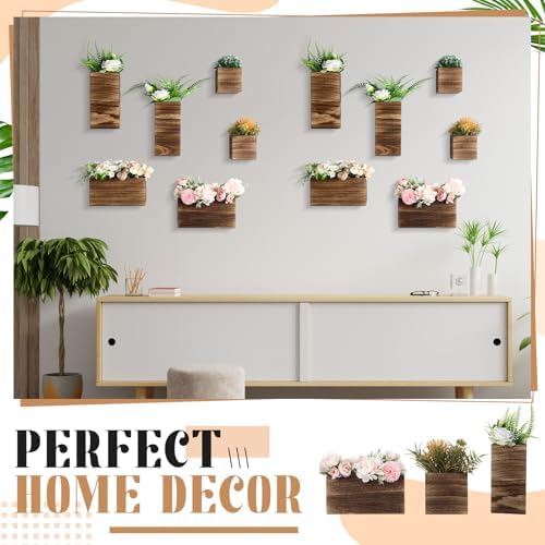 Ziliny 6 Pack Wooden Wall Planters Rustic Hanging Wall Planters, 5 Sizes - Image 4