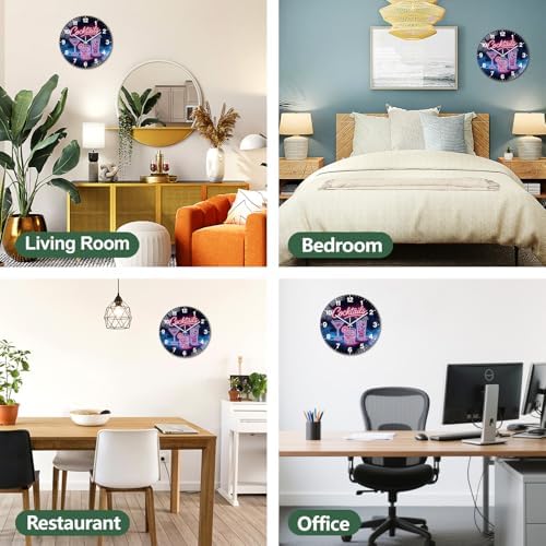 peacoblue Neon Cocktail Wall Clocks Battery Operated - Image 6