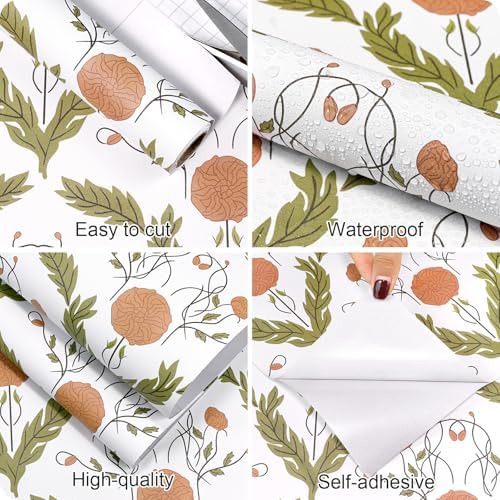 Vintage Floral Wallpaper Green, Botanical Removable Peel and Stick Wallpaper - Image 6
