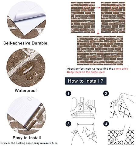 Timeet 3D Vintage Brown Brick Wallpaper 17.7"×472" Brick Peel and Stick - Image 4
