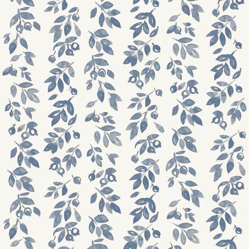 Heroad 17.3''x393'' Blue Wallpaper Vintage Peel and Stick Wallpaper Leaf by HeroadBrand