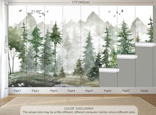 Nursery Forest Peel and Stick Wallpaper Green Landscape Wall Mural - Image 4