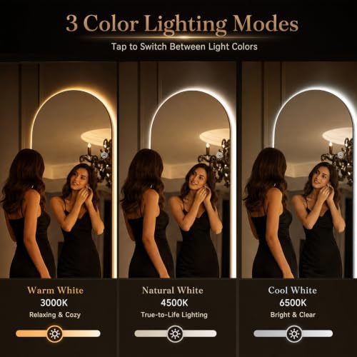VooBang 56"x21" LED Arched Mirror Full Length - Image 3