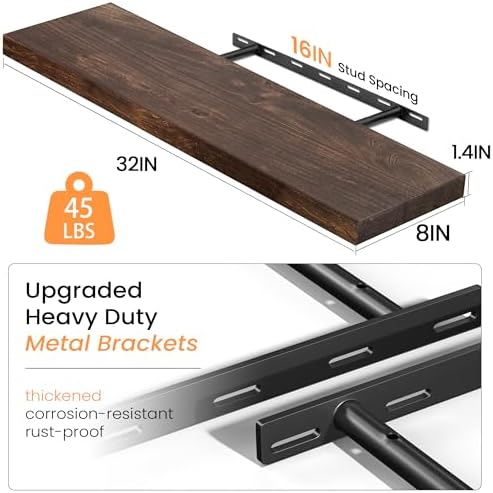 Floating Shelves for Wall, Farmhouse Wooden Shelf for Living Room, Bathroom and - Image 4