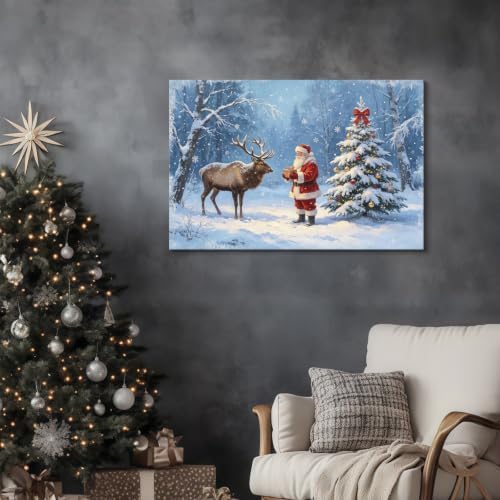 AVANT GARDE CANVAS Christmas Canvas Wall Art, Santa Claus Giving Gift to - Image 3