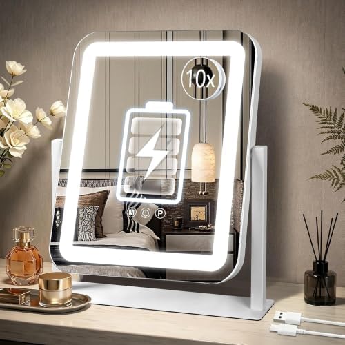 Ratsamee Rechargeable Vanity Mirror, 8000mAh 13"×15" Makeup Mirror by RATSAMEE