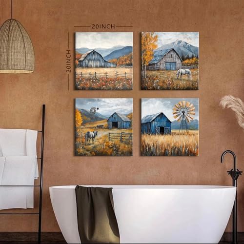 Colorful Wildflower Wall Art Farmhouse Barn Pictures Wall Decor Autumn Mountain - Image 5