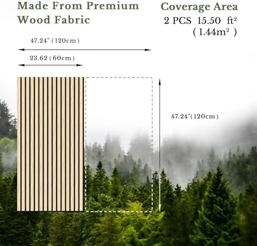 MISSDAY Wood Slat Acoustic Wall Panels, 2 Packs 47.2" x 23.6" Oak Soundproof - Image 5