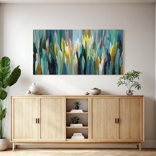 Vibrant Teal Green Abstract Canvas Wall Art - Image 2