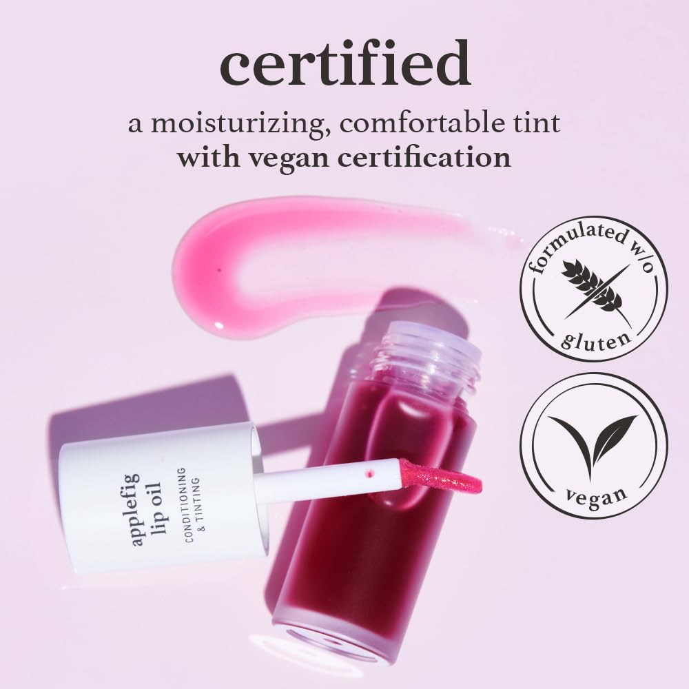 NOONI Korean Lip Oil - Applefig | Long-Lasting, Moisturizing, Plumping, Revitalizing for Dry Lips, Waterproof, No Peel Off, Hydrating, Nourishing Crystal Clear, 0.12 FL Oz