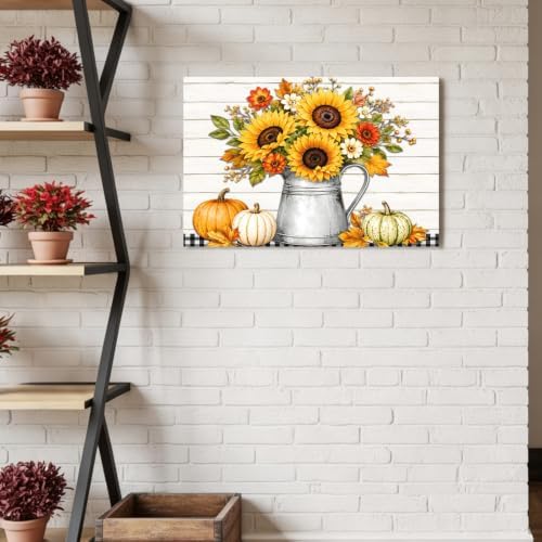 Thanksgiving Sunflower Canvas Wall Art, Made in USA, Fall Flower Pumpkin Maple - Image 6