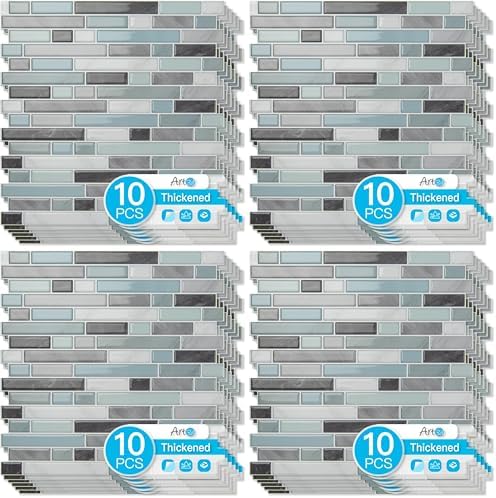 Art3d 10-Sheet Heavy-Duty Peel and Stick Backsplash, Waterproof Wall Tiles by Art3d